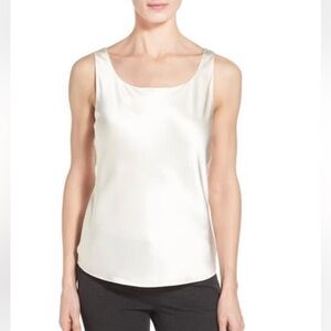 Lafayette 148 Silk tank top in cloud white, size 18 (NWT)